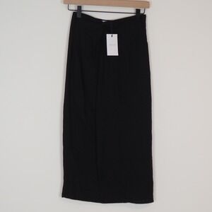 NWT GREYLIN x Anthropologie Knot Front Linen Blend Midi Skirt Size XS Black
